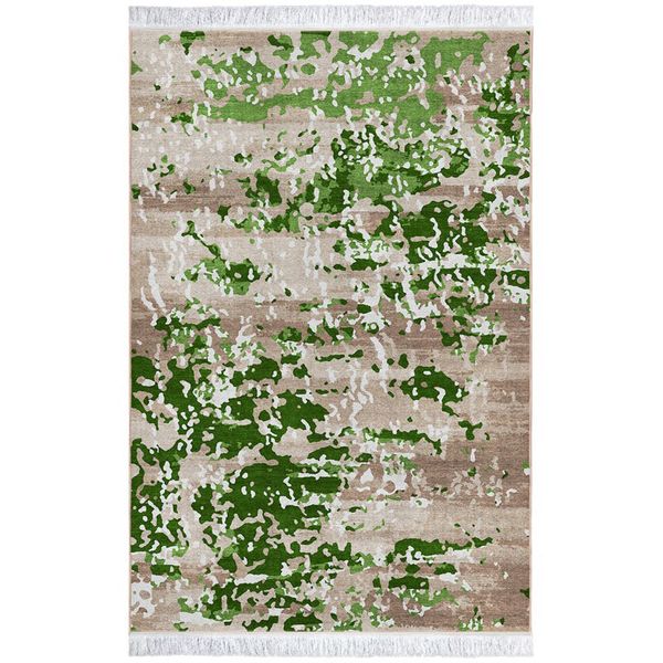 فرش ماشینی طرح بافت کد 100483 زمینه سبز