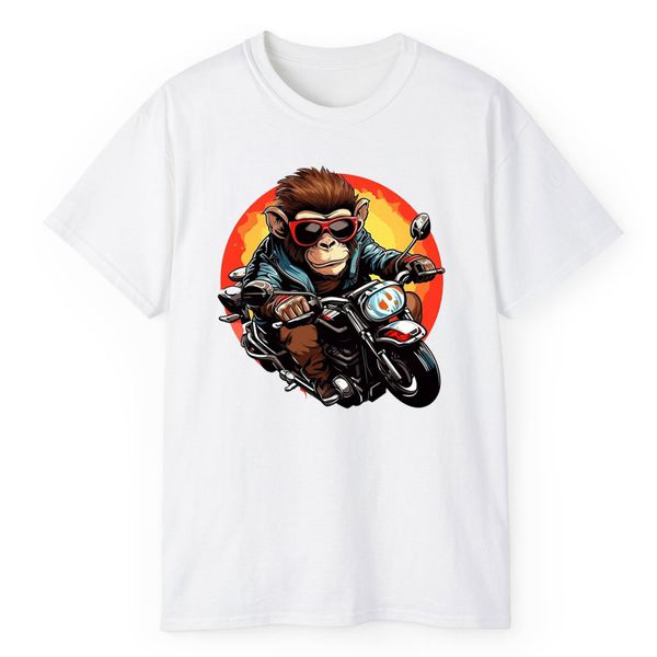 تی شرت آستین کوتاه مردانه مدل میمون موتورسوار کد 778