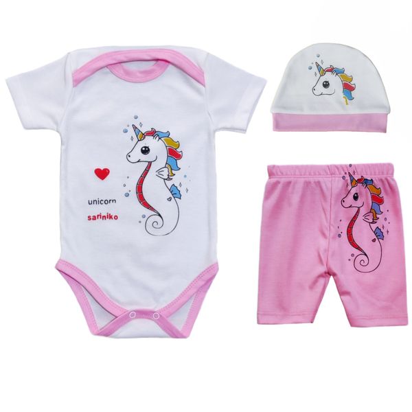 ست 3 تکه لباس نوزادی سرینیکو مدل Unicorn کد B03