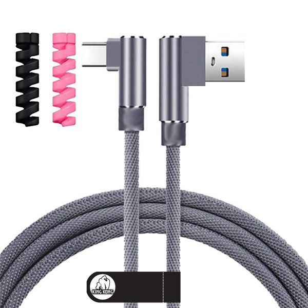 کابل تبدیل USB به MicroUsb کینگ کونگ مدل HYPER-ORNG-11 طول 1 متر به همراه  محافظ کابل بسته 2 عددی