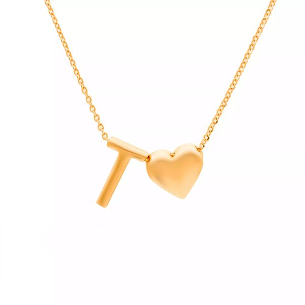 گردنبند طلا 18 عیار زنانه گالری روبی مدل حروف Tو قلب