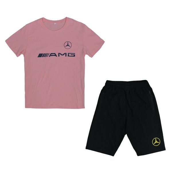 ست تی شرت آستین کوتاه و شلوارک مردانه مدل نخی کد AMG0041
