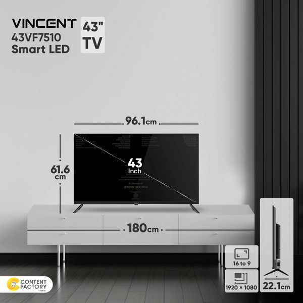 تلویزیون ال ای دی هوشمند وینسنت مدل 43VF7510 سایز 43 اینچ
