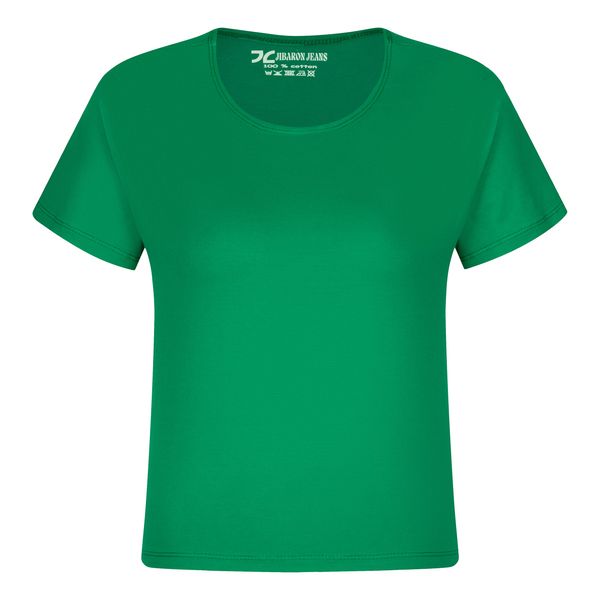 تی شرت آستین کوتاه زنانه جیبارون مدل تمام پنبه رنگ سبز