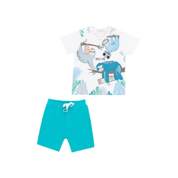 ست تی شرت و شلوارک نوزادی فیورلا مدل خرس تنبل 23061