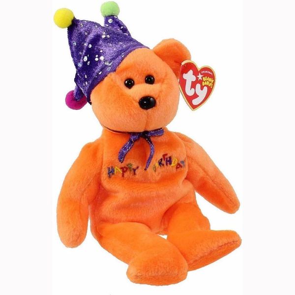 عروسک تی وای طرح خرس مدل Happy Birthday Beanie Baby Bear کد SZ4/227 ارتفاع 22 سانتی‌متر