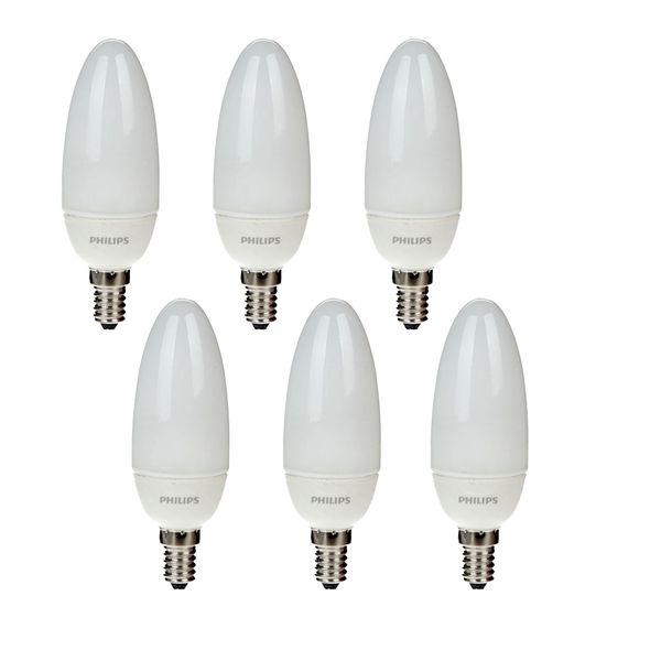 لامپ کم مصرف 8 وات فیلیپس مدل شمعی پایه E14 بسته 6 عددی