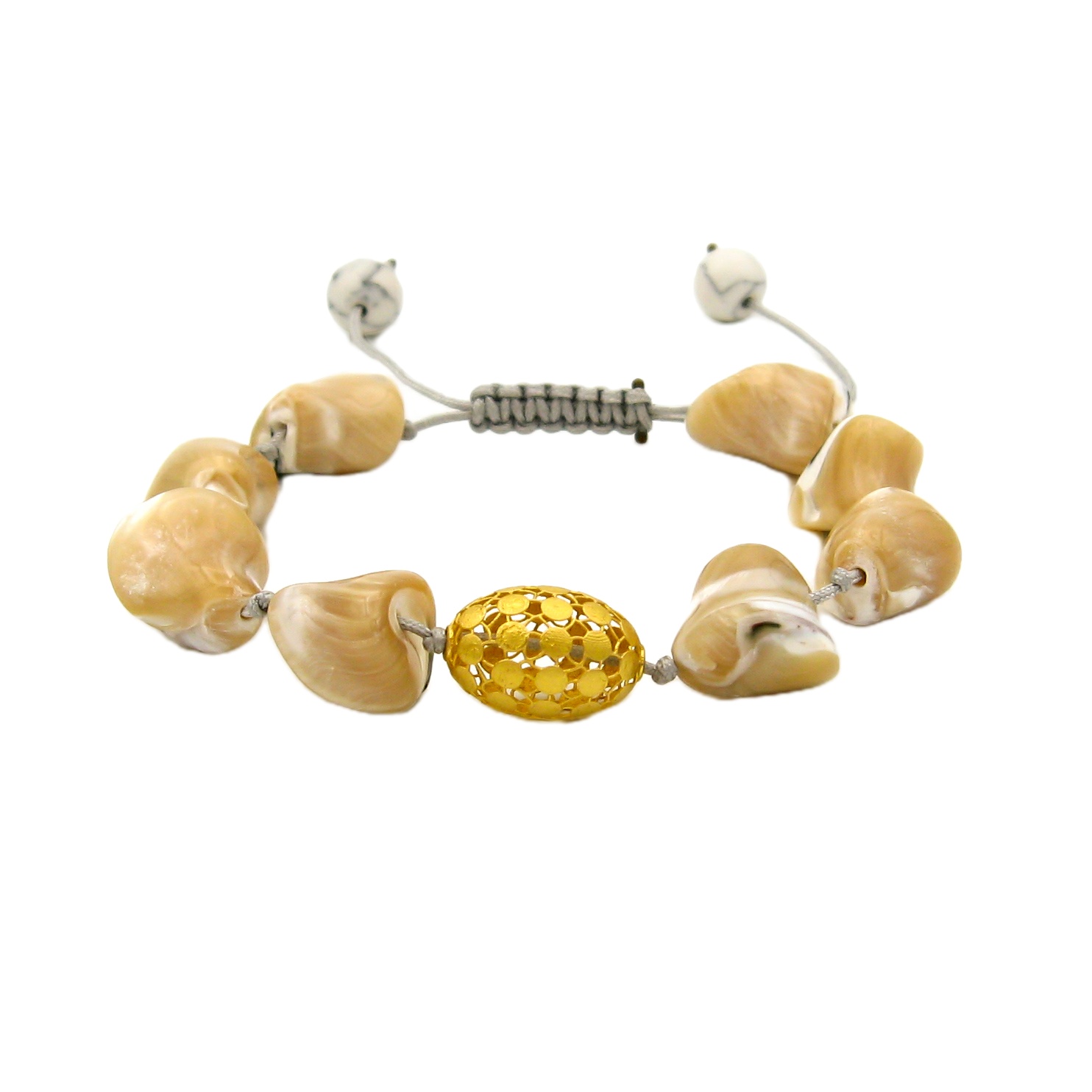 دستبند طلا 18 عیار زنانه کاپانی مدل صدفی کد kb020