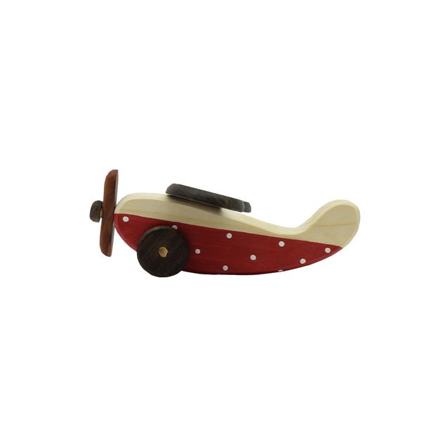 اسباب بازی چوبی مدل هواپیما قرمز
