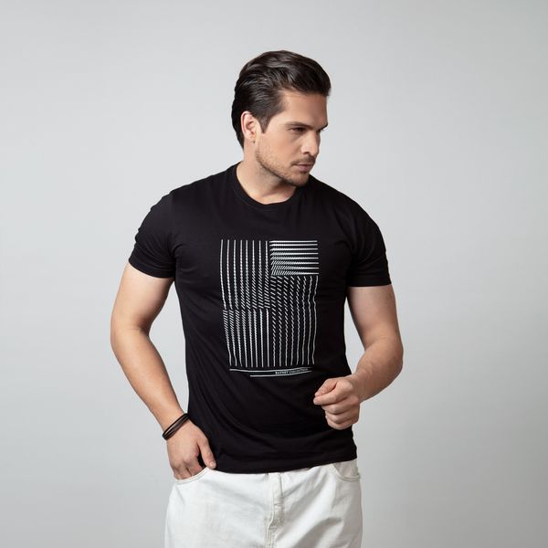 تی شرت آستین کوتاه مردانه باینت مدل 766-1 رنگ مشکی