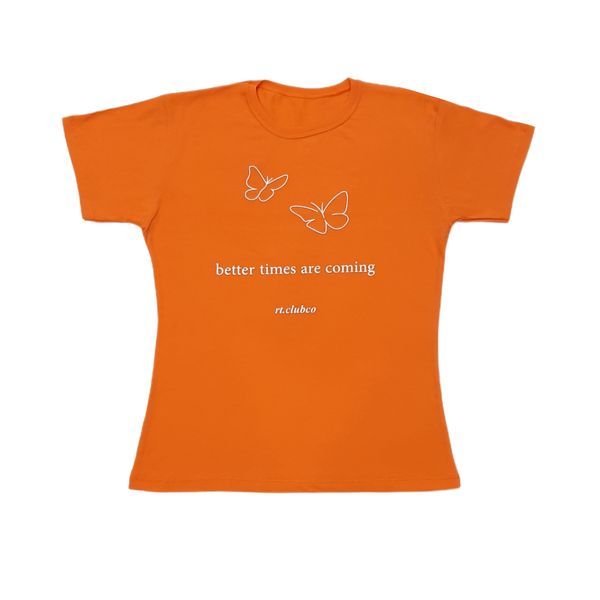 تی شرت آستین کوتاه زنانه مدل پروانه رنگ نارنجی