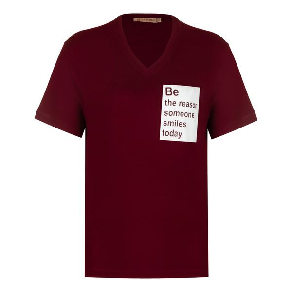 تی شرت آستین کوتاه زنانه پاتن جامه مدل نخی 131631020298690 رنگ زرشکی