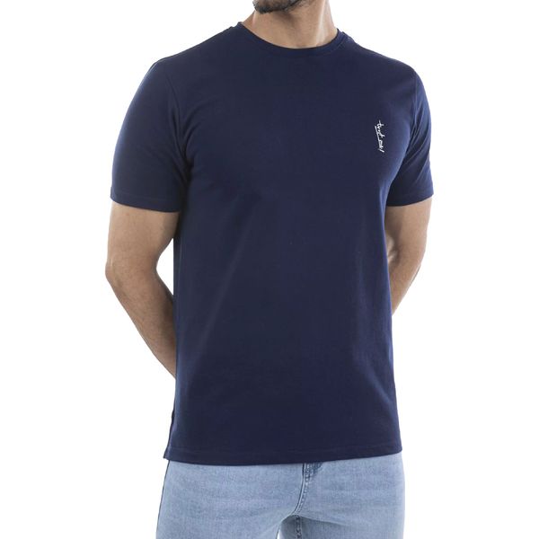 تی شرت آستین کوتاه مردانه جوتی جینز مدل یقه گرد کد 1551401 رنگ سرمه‌ای