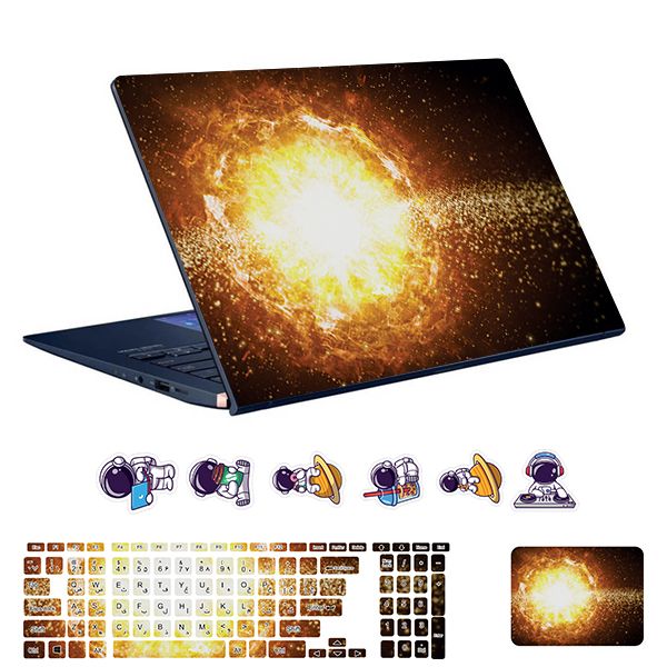 استیکر لپ تاپ توییجین و موییجین طرح Space  کد 164 مناسب برای لپ تاپ 15.6 اینچ به همراه برچسب حروف فارسی کیبورد