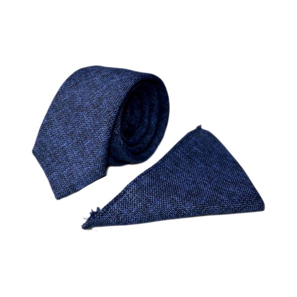 ست کراوات و دستمال جیب مردانه مدل ریزبافت محو Z1