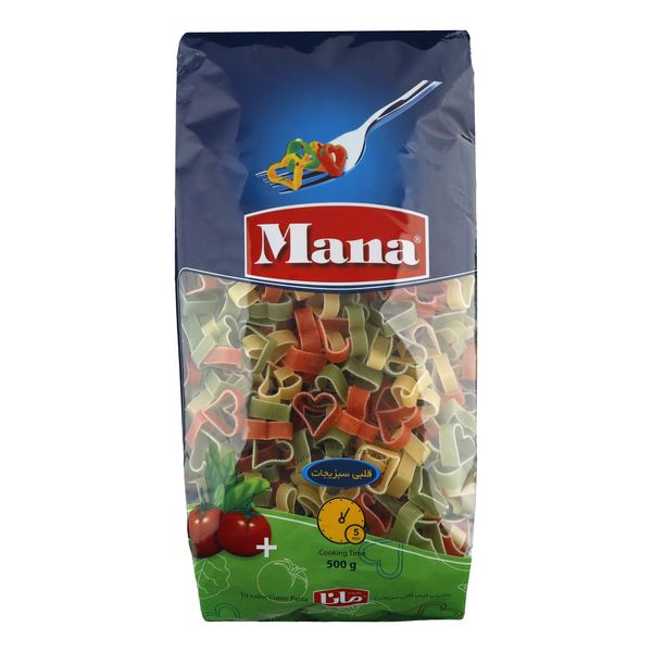 ماکارونی فرمی قلبی سبزیجات مانا - 500 گرم