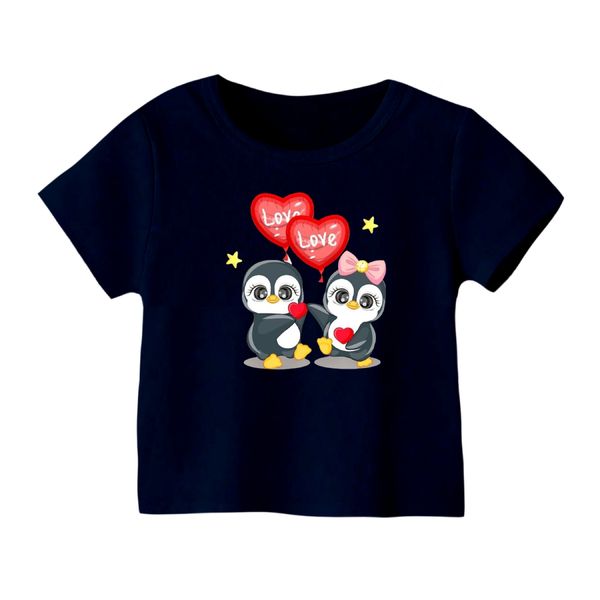 تی شرت آستین کوتاه بچگانه مدل پنگوئن کد ۱۷ رنگ سورمه ای