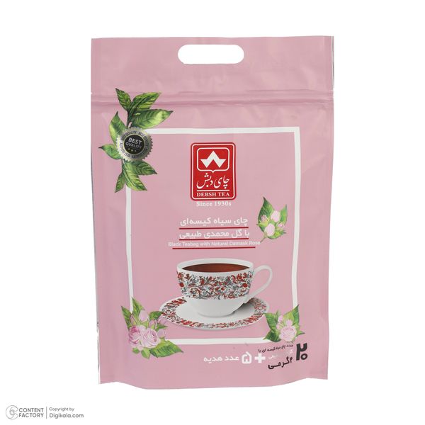 چای سیاه کیسه ای با گل محمدی چای دبش - 2 گرم بسته 20 عددی 