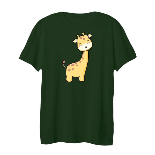 تی شرت لانگ  آستین کوتاه زنانه مدل زرافه کد 7 رنگ سبز