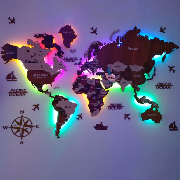 تابلو نوری مدل نقشه جهان برجسته 