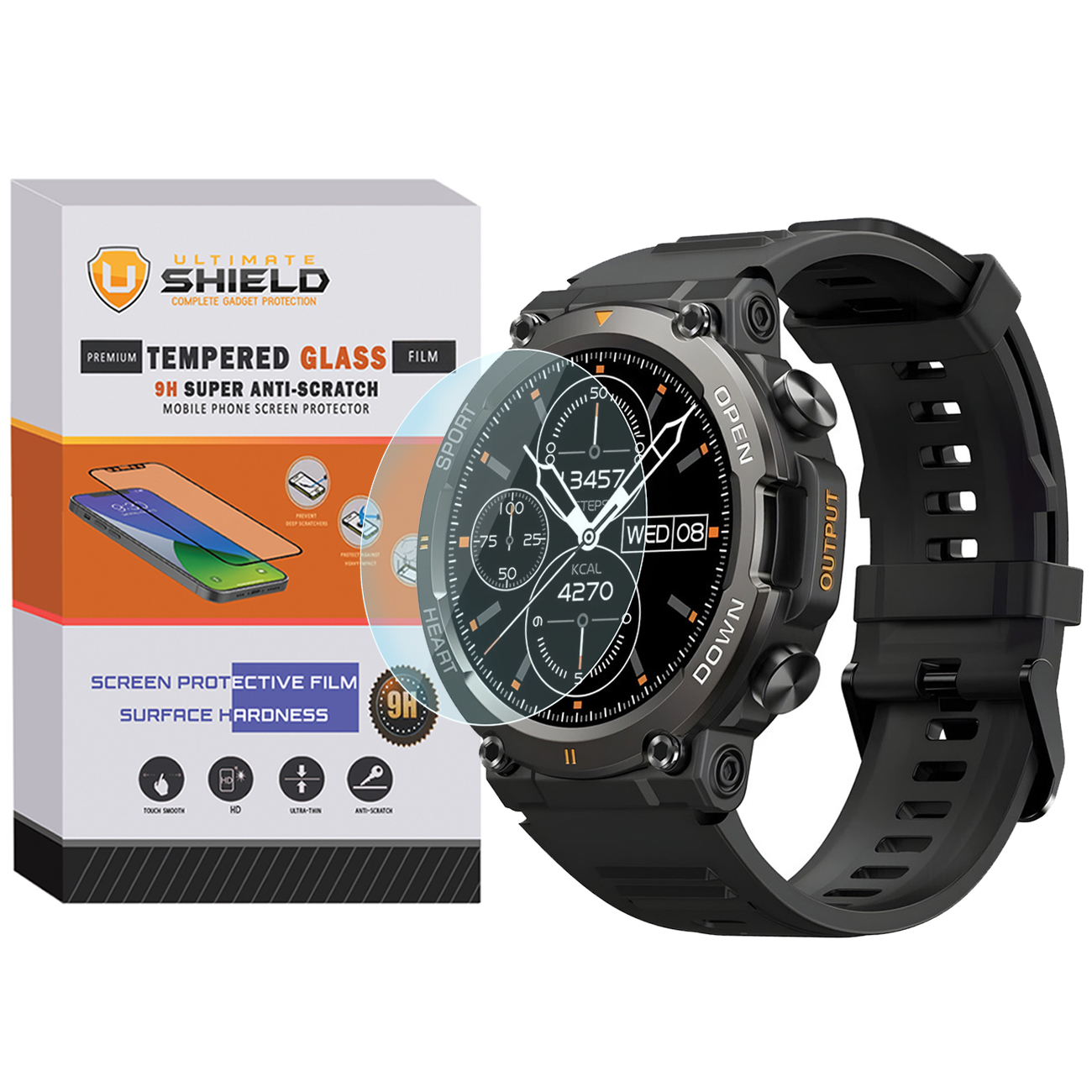 محافظ صفحه نمایش شیشه‌ای آلتیمیت شیلد مدل SH-UL مناسب برای ساعت هوشمند هپی تاچ K56 / K56 Pro / K56 Ultra