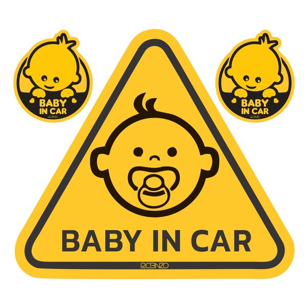 برچسب نشانگر روبینزو طرح Baby in car مجموعه 3 عددی