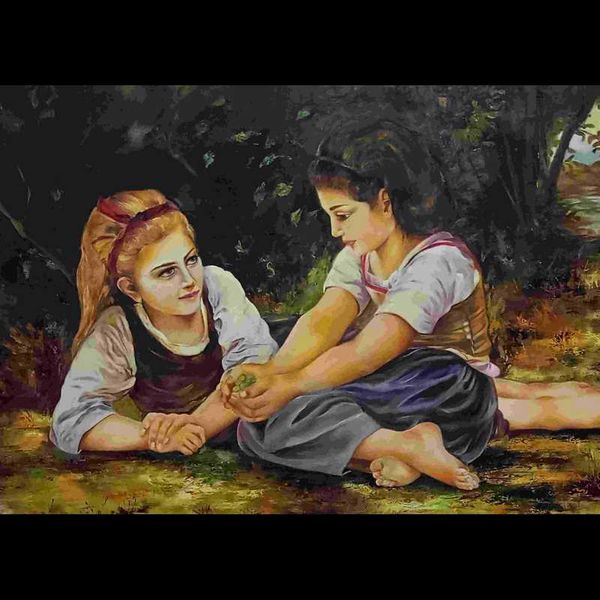 تابلو نقاشی رنگ و روغن طرح دو خواهر