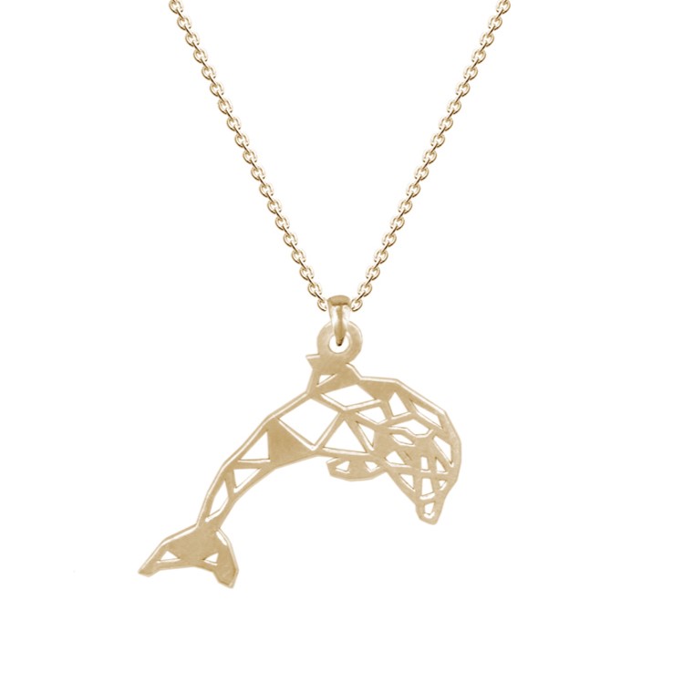 گردنبند طلا 18 عیار زنانه ژابیز مدل اوریگامی دلفین H152