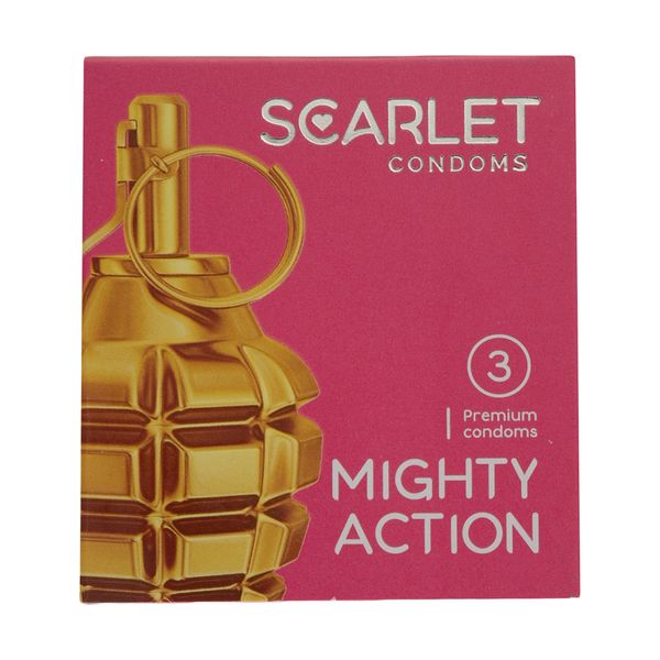 کاندوم اسکارلت مدل MIGHTY ACTION بسته 3 عددی