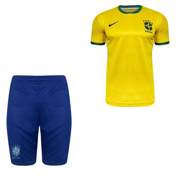 ست تی شرت و شلوارک ورزشی پسرانه اول تیم برزیل مدل 1818