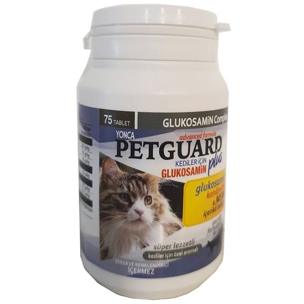 قرص گلوکزامین گربه پتگارد مدل glucosamine بسته 75 عددی