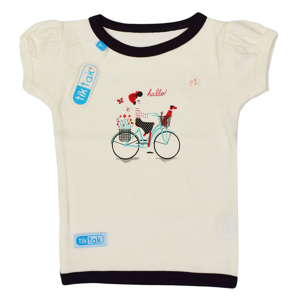 تی شرت آستین کوتاه نوزادی تیک تاک طرح دوچرخه کد 007st
