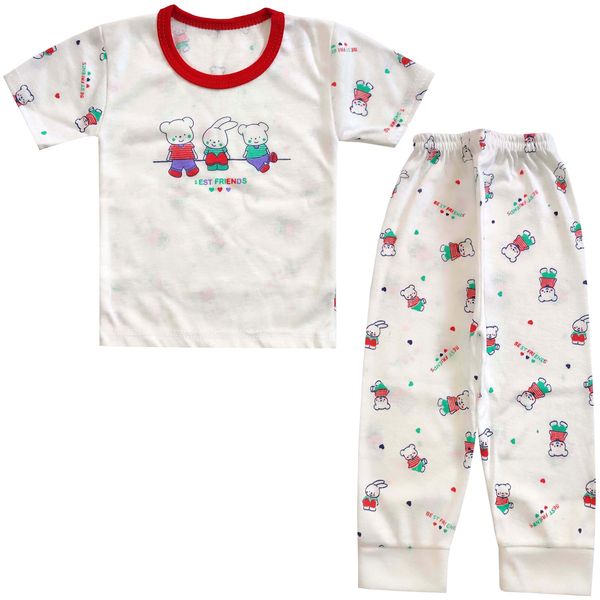 ست تی شرت و شلوار نوزادی مدل خرس و خرگوش کد 3948