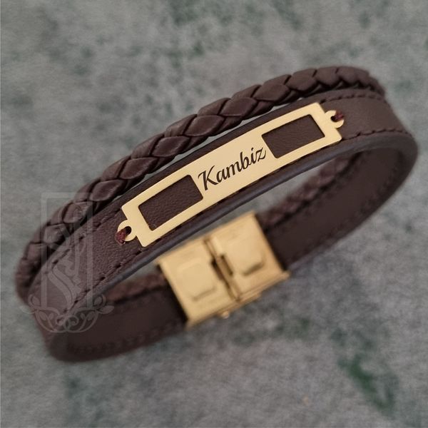 دستبند طلا 18 عیار مردانه لیردا مدل اسم کامبیز 825