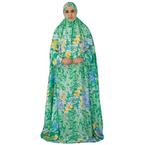 چادر نماز مدل آستین دار رنگ سبز