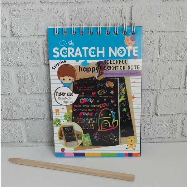 دفترچه نقاشی 10 برگ مدل Scratch Note به همراه مداد