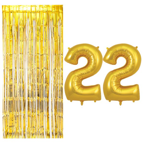 بادکنک فویلی مسترتم طرح عدد 22 به همراه پرده تزئینی بسته 3 عددی
