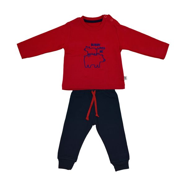 ست تی شرت و شلوار پسرانه وچیون طرح بچه خرس مدل 20111