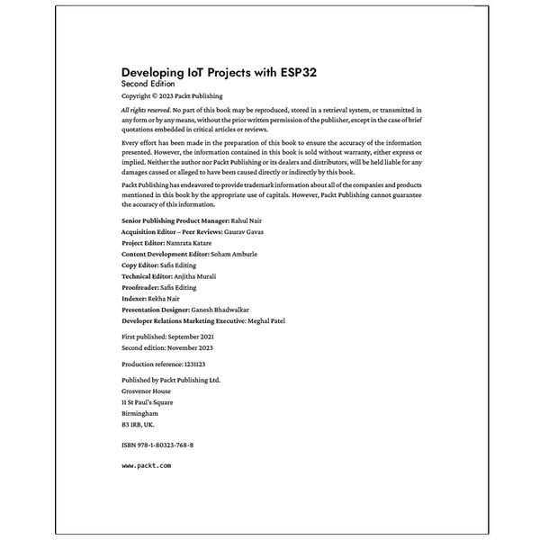 کتاب Developing IoT Projects with ESP32 Second Edition اثر Vedat Ozan Oner انتشارات رایان کاویان
