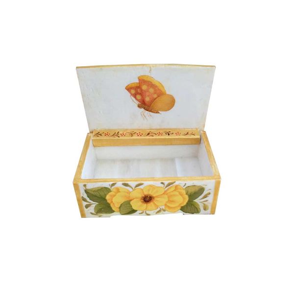 جعبه جواهرات استخوانی طرح گل و مرغ کد B 320