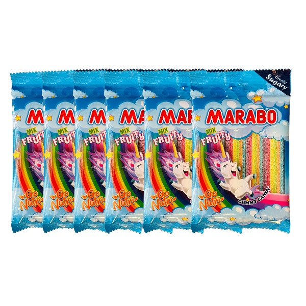 پاستیل نواری رنگین کمانی مارابو - 100 گرم بسته 6 عددی
