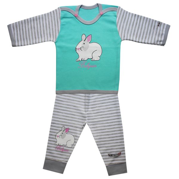 ست تی شرت و شلوار نوزادی بی بی سان نیاری طرح خرگوش کد 4083