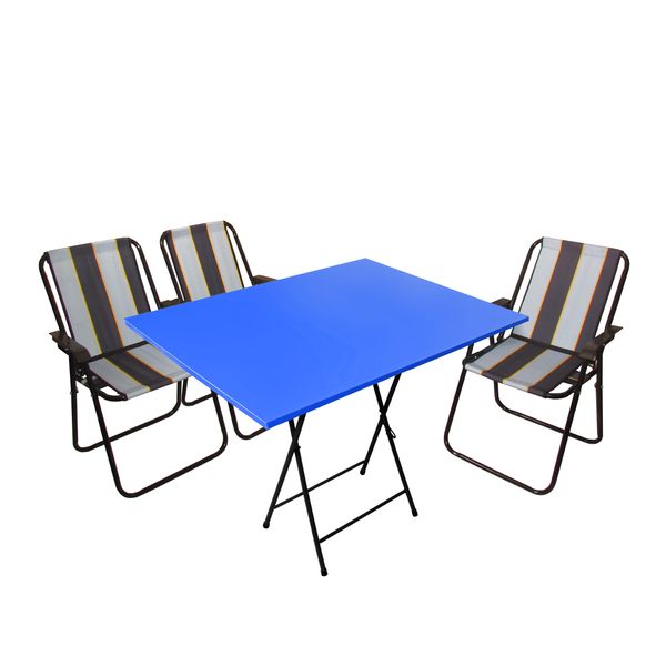 میز و صندلی تاشو سفری میزیمو مدل ساحلی کد 10738 مجموعه 4 عددی