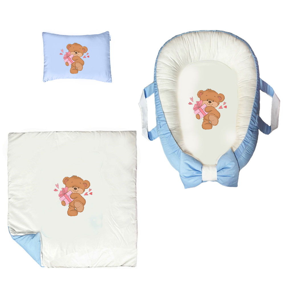 سرویس خواب سه تکه نوزاد ناریکو مدل گارد محافظ دار طرح خرس کد 0475