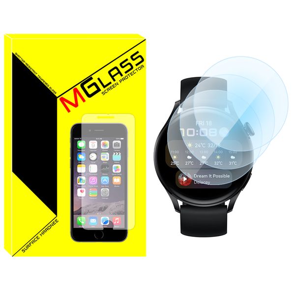 محافظ صفحه نمایش شیشه‌ای ام‌گلس مدل Glass-MG مناسب برای ساعت هوشمند هواوی Watch 3 active edition بسته سه عددی