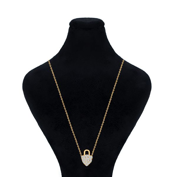 گردنبند طلا 18 عیار زنانه ماوی گالری مدل قفل مثلث نگینی