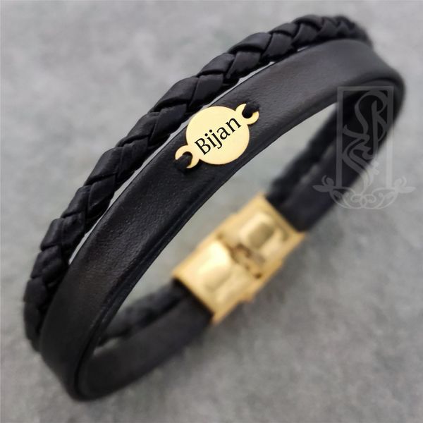 دستبند طلا 18 عیار مردانه لیردا مدل اسم بیژن