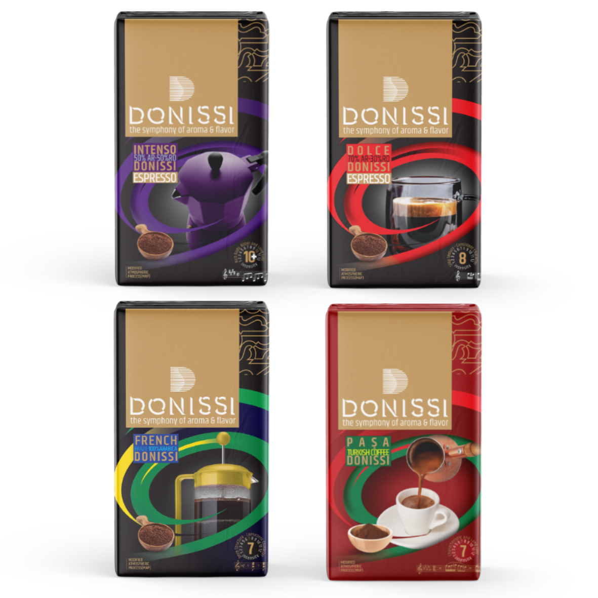 پودر قهوه دونیسی متنوع -250 گرم مجموعه 4 عددی