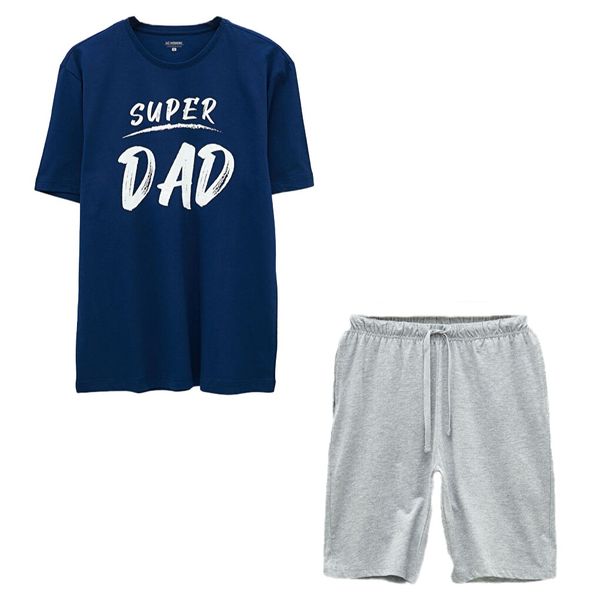ست تی شرت و شلوارک مردانه ال سی وایکیکی مدل سوپر پنبه Super Dad