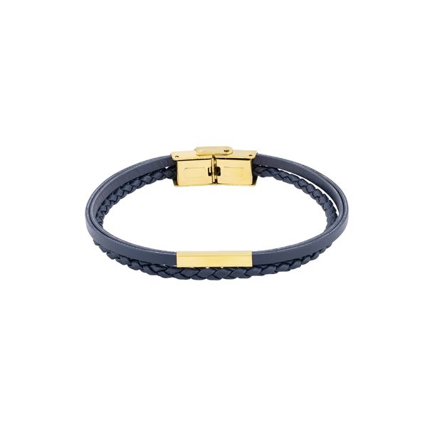 دستبند طلا 18 عیار مردانه طلا و جواهر درریس مدل پروفیل مکعب مستطیل دورج صاف و بافتدار